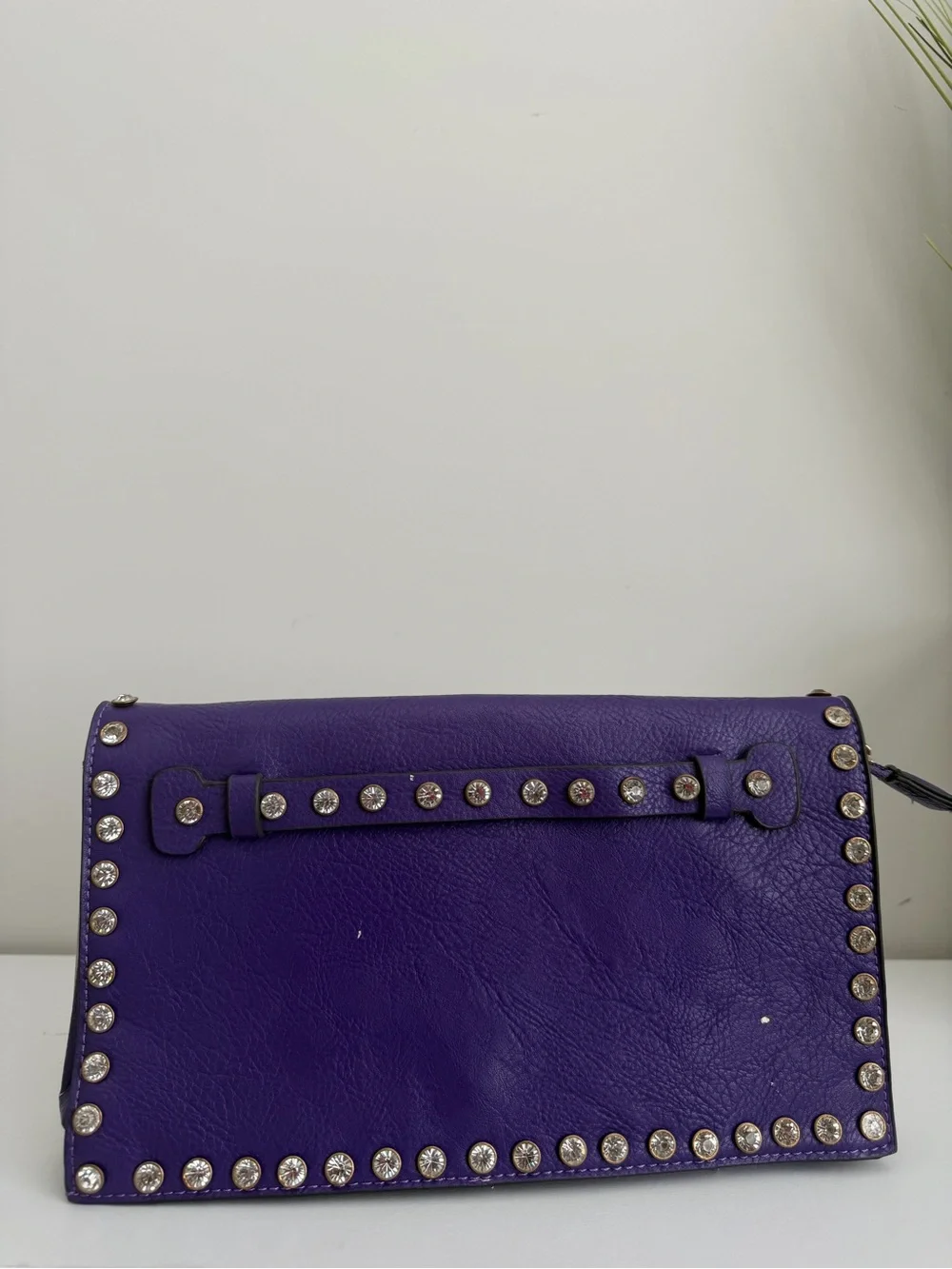 Charming Charlie Purple Studded Wristlet Clutch with Silver Accents